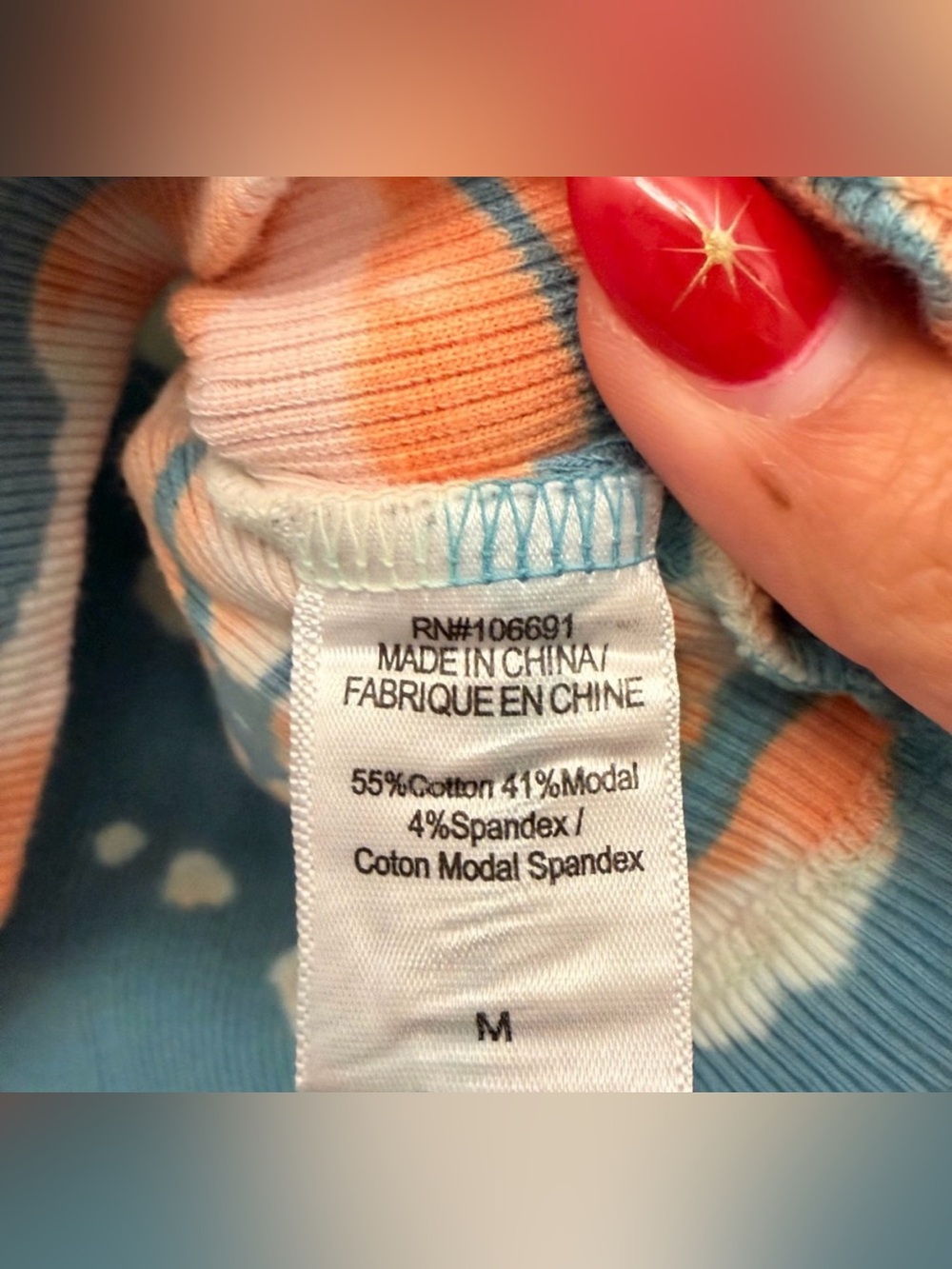 Young Fabulous & Broke Tie Dye Ribbed Cap Sleeve Top Medium Blue Orange cotton - Picture 2 of 3